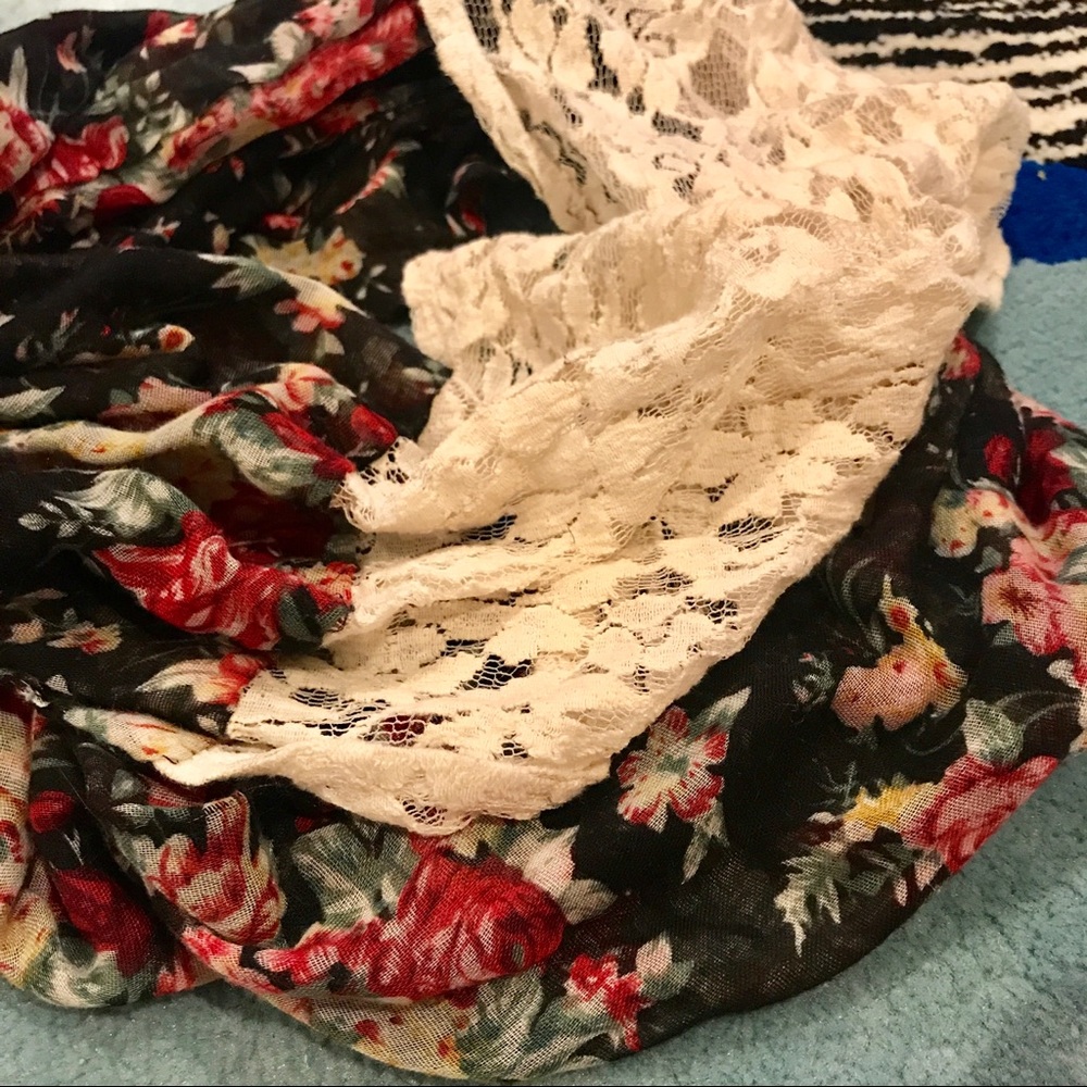 Floral & Lace Infinity Scarf